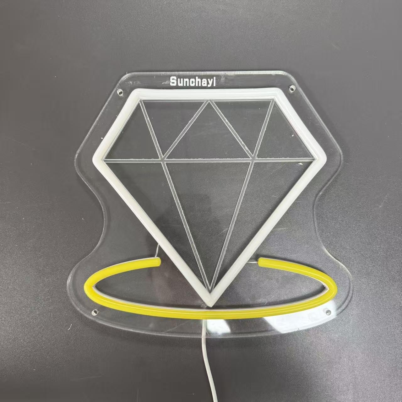 Sunchayi USB-Powered Diamond Beach Wave LED Night Light for Man Cave, Bedroom, Wedding, Living Room, Party, Bar - Adjustable Brightness Glowing Neon Sign