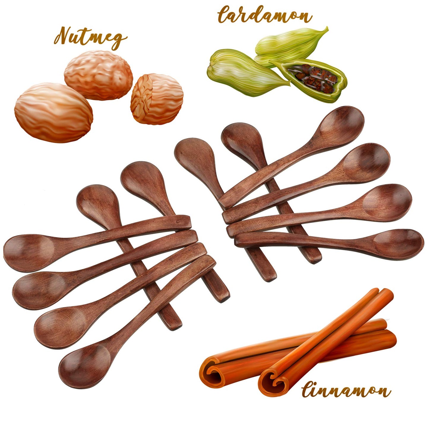 Patelai 12 Pcs 5 Inch Small Wooden Spoons for Honey Mini Little Wood Tea Spoons for Tasting Eating Serving for Cooking, Desserts, Coffee, Jars(Brown)