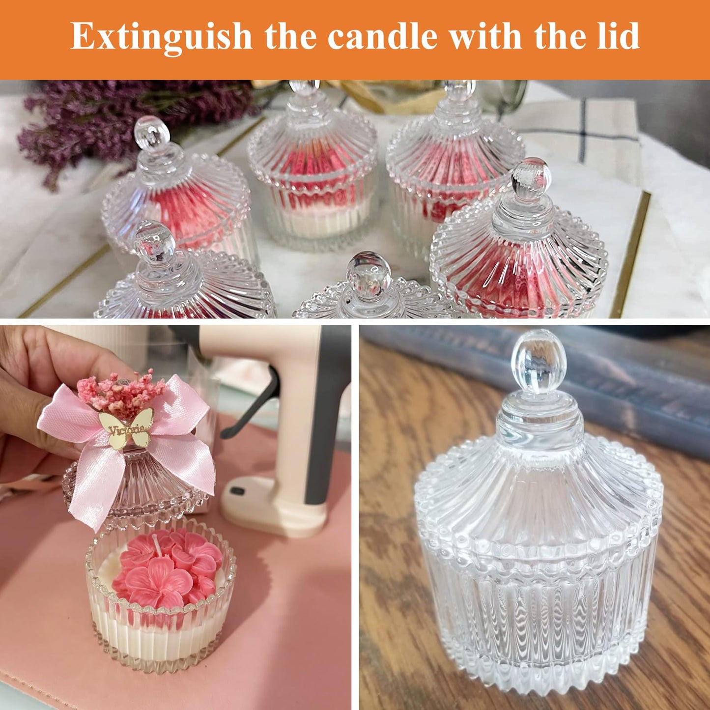 LOLYSIC 16 Pack Votive Candle Holders with Lids, Glass Tealight Candle Holders Bulk, Glass Candle Jars with Lids for Wedding, Table Centerpiece, Home Decor