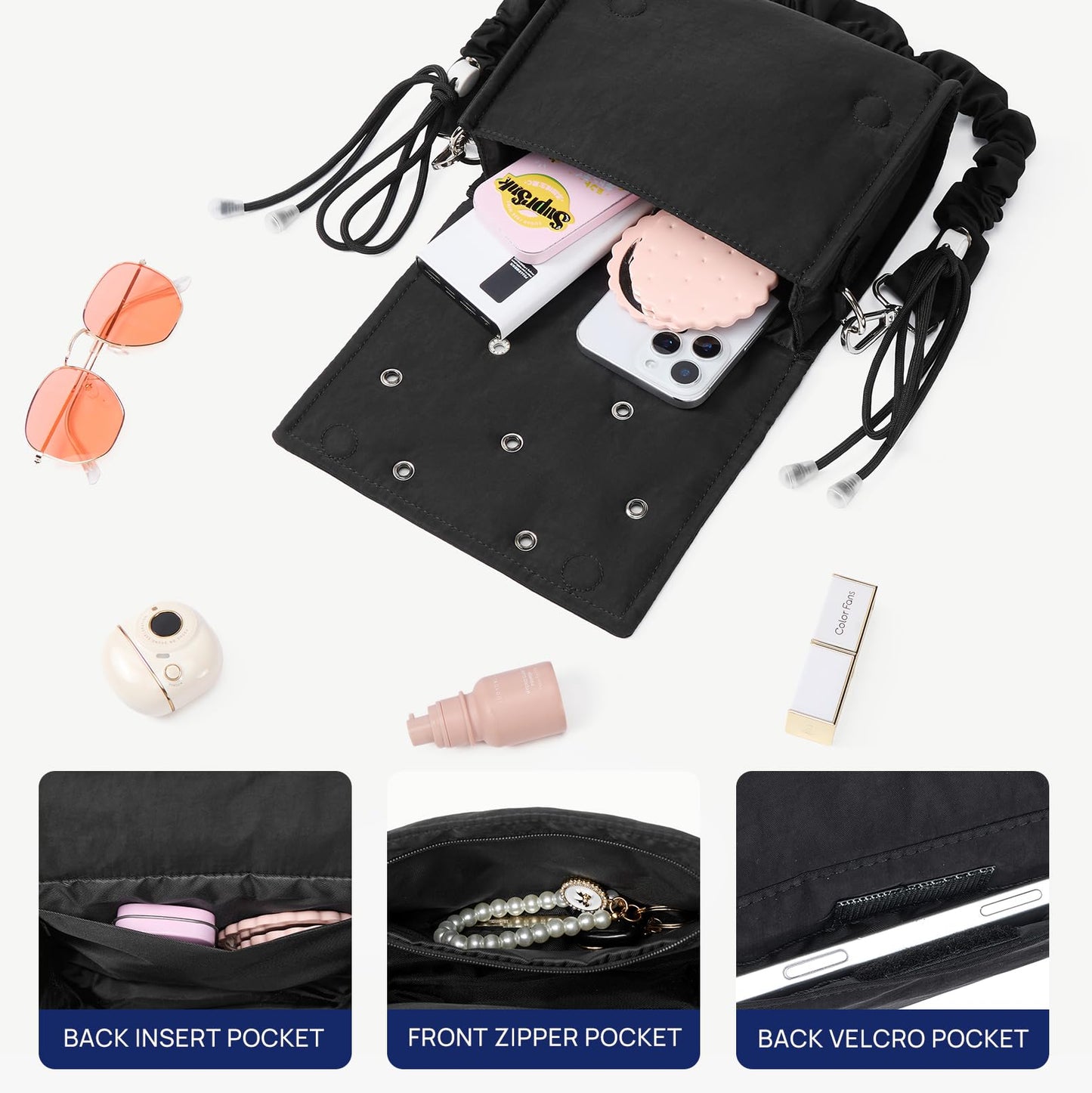 Telena Crossbody Bags for Women Cross Body Purse with Guitar Strap Lightweight Puffer Shoulder Bag for Travel