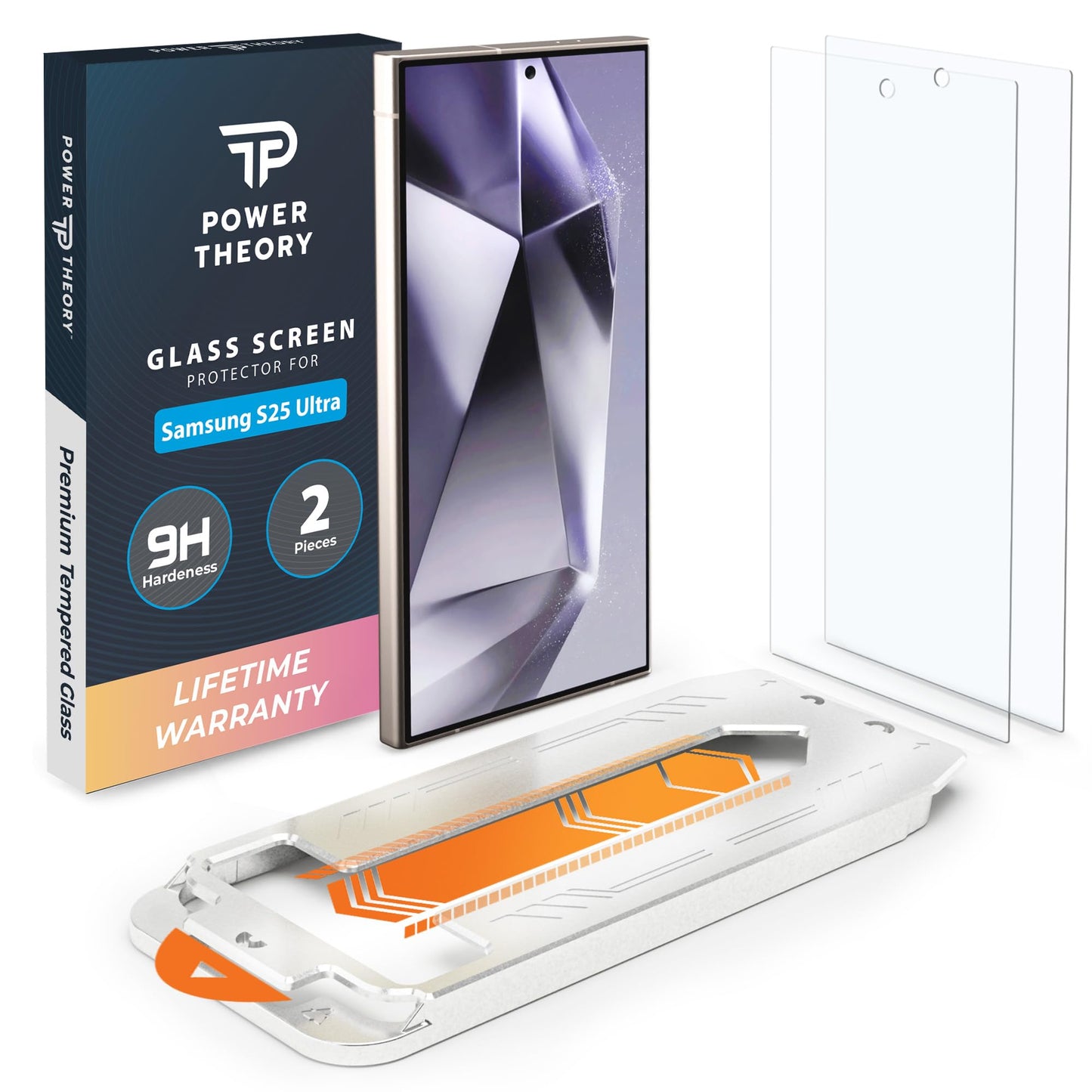 Power Theory Designed for Samsung Galaxy S21 FE 5G Screen Protector Tempered Glass [9H Hardness], Easy Install Kit, 99% HD Bubble Free Clear, Case Friendly, Anti-Scratch, 2 Pack
