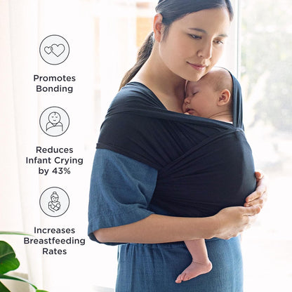 Soft Cotton Baby Wrap Carrier - Adjustable Infant Sling for Newborn to 2 Years, Hands-Free Babywearing for Parenting, Shopping, Travel - Breathable & Lightweight (Black)