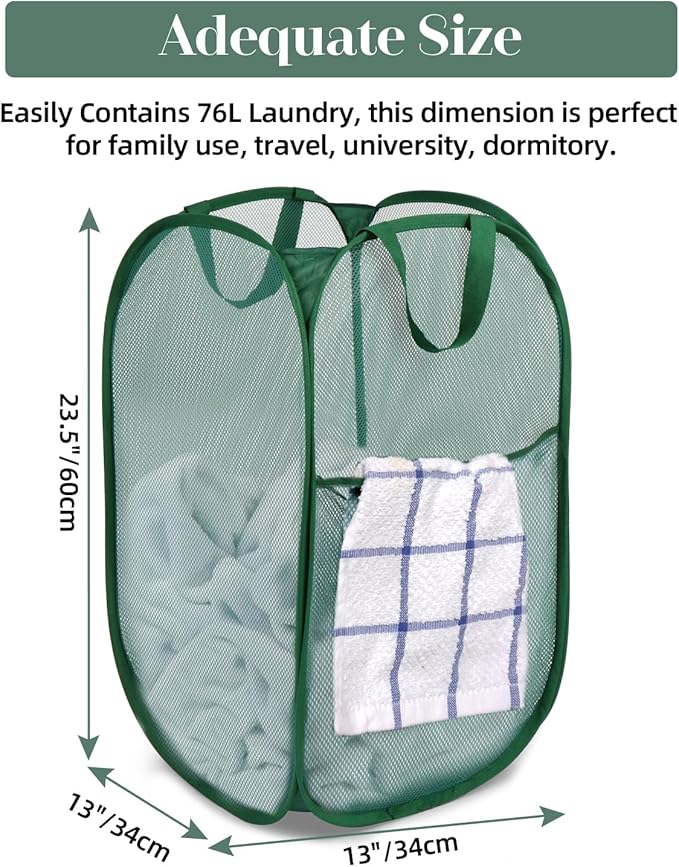 Durable Collapsible Laundry Baskets, Tear-resistant Pop Up Hamper
