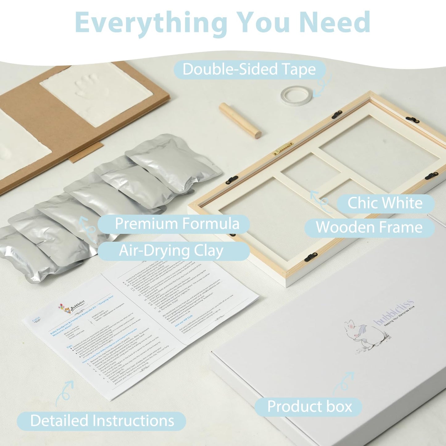 Bubbleliss Baby Hand and Footprint Kit Makes A Great Gift Present for Birthdays, Christenings and Baby Showers, Newborn Baby Keepsake Frames