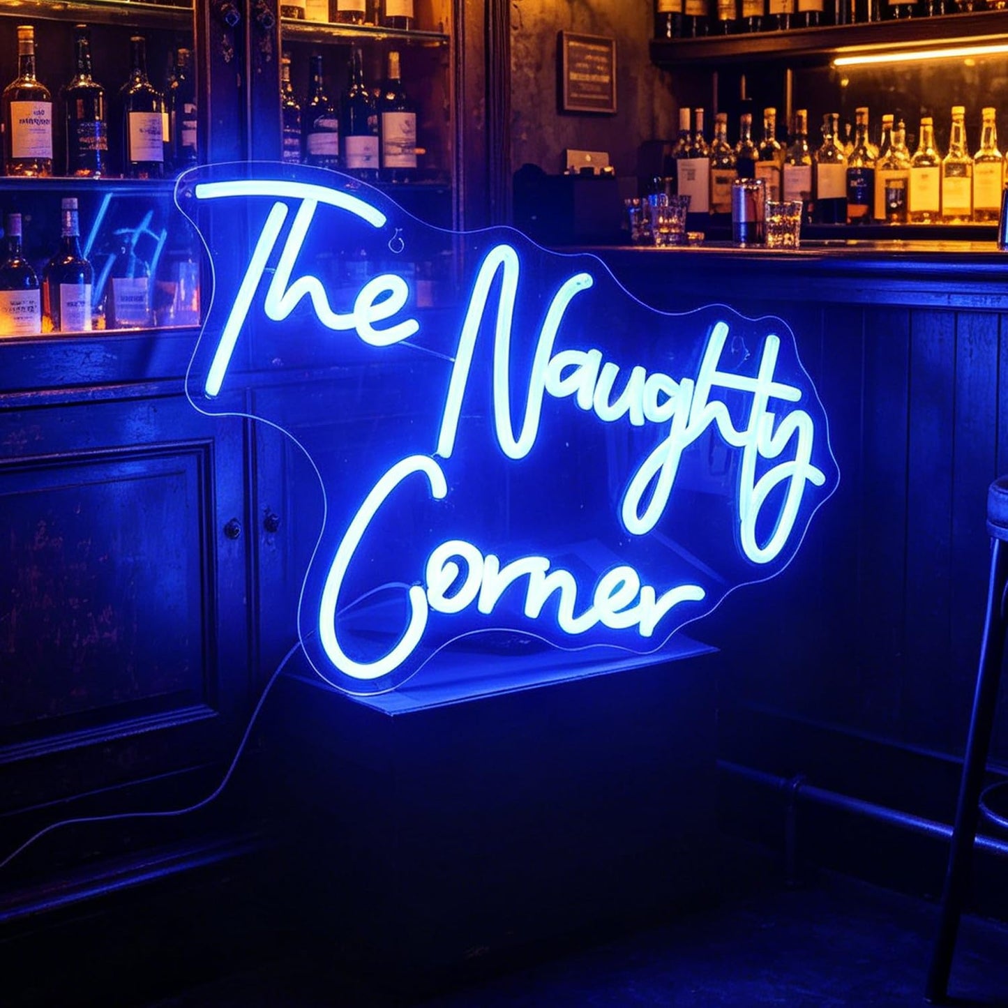 QiaoFei LED "The Naughty Corner" Neon Sign Word/Letters USB Powered Neon Lights for Girls Room Home Bar Art Wall Decor Party Window Living Room Decor Birthday Christmas' Gift(Blue)