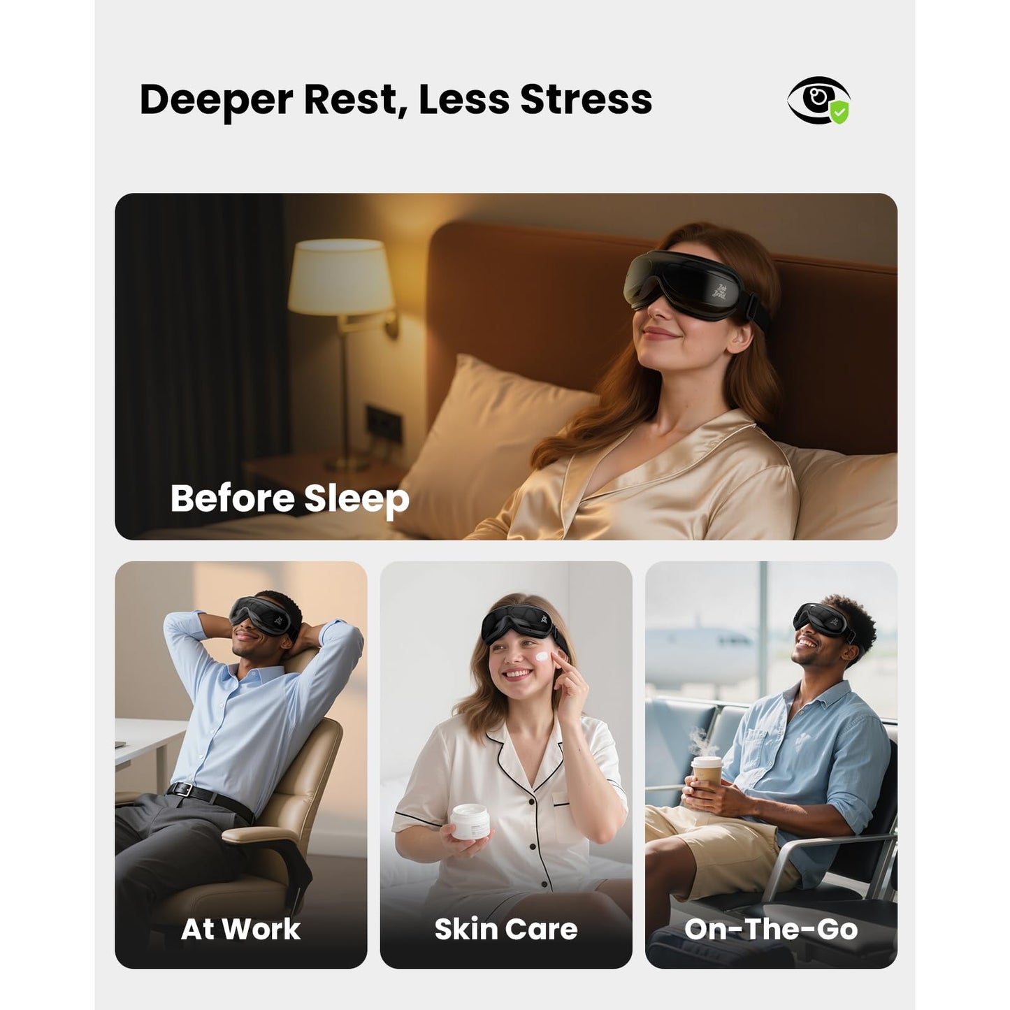 BOB AND BRAD Eye Massager FSA Eligible/HSA Eligible, EyeOasis 2 Heated Eye Mask for Migraines with Music, Smart Migraine Massager Reduce Dry Eyes Improve Sleep, Birthday Gifts for Women Men Mom Dad