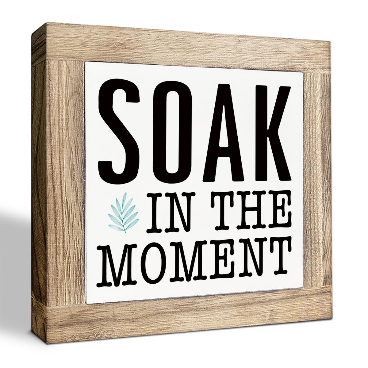 Bath Decoration, Soak in the Moment Sign, Relaxing Bathroom Decor, Decorative Wooden Block Plaque Sign, Farmhouse Home Decors, Desk Decor Art, Housewarming Gift, 5.9X5.9X0.7inches