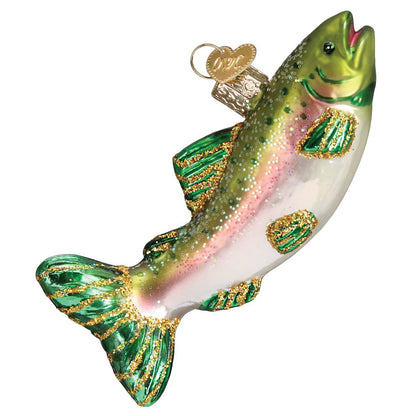 Old World Christmas Fish Collection Glass Blown Ornaments for Christmas Tree Alpine Rainbow Trout 3 x 4.25