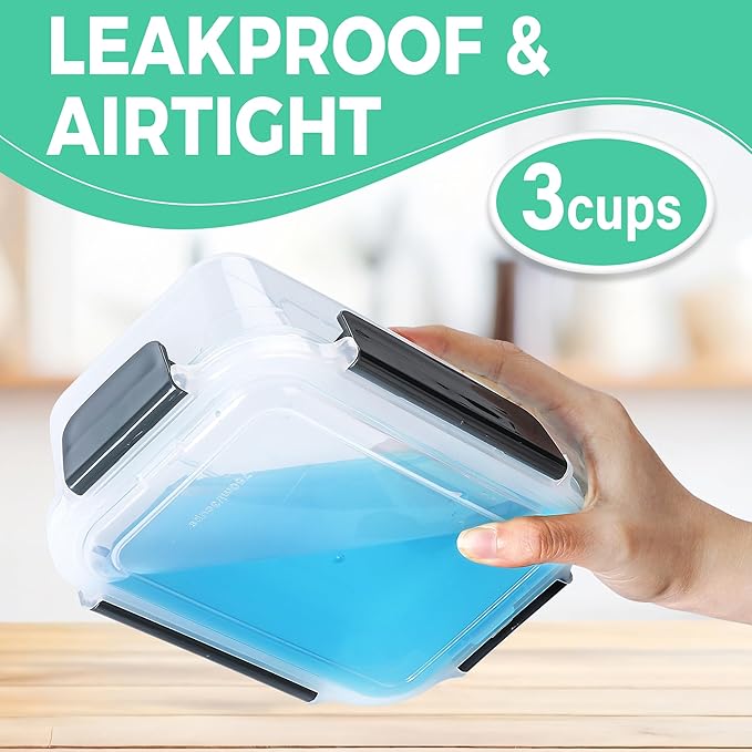 YORY 3 cup Plastic Food Storage Containers