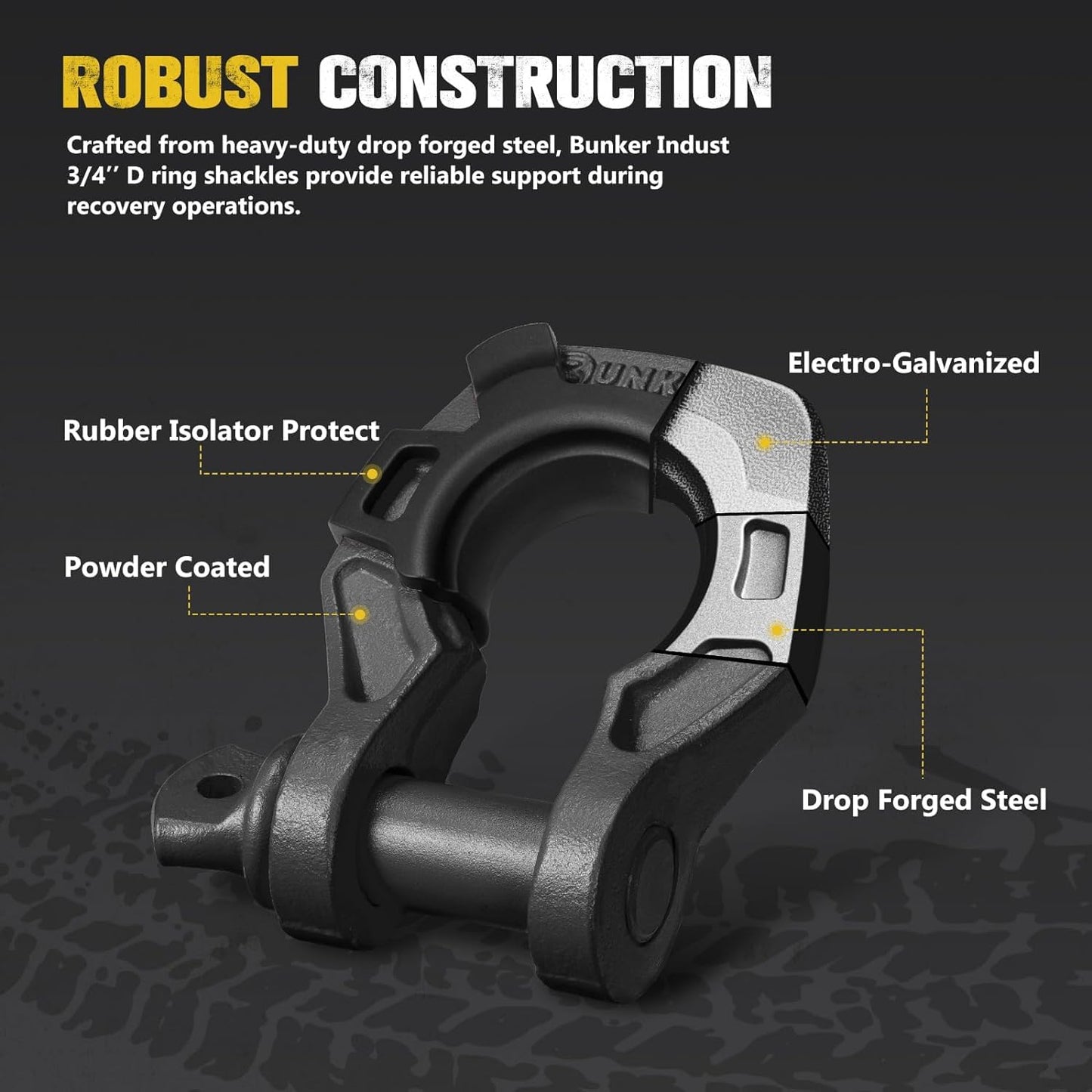 BUNKER INDUST Offroad Traction Boards with Jack Base (Gen 8) Black + Heavy Duty Tow Strap Recovery Kit