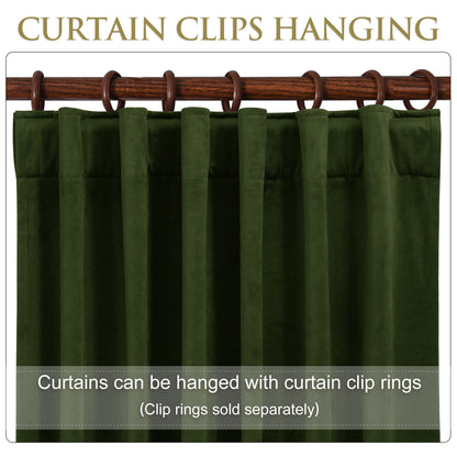 StangH Moss Green Curtains 108 inches Long - Luxury Velvet Room Darkening Sliding Door Drapes Thermal Insulated Soundproof Room Dividers for Closet, W52 x L108, 2 Panels