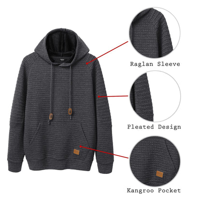 COOFANDY Mens Winter Sweatshirt Slim Fit Long Sleeve Knit Drawstring Hoodies for Men with Kanga Pocket, Dark Grey, 3X-Large
