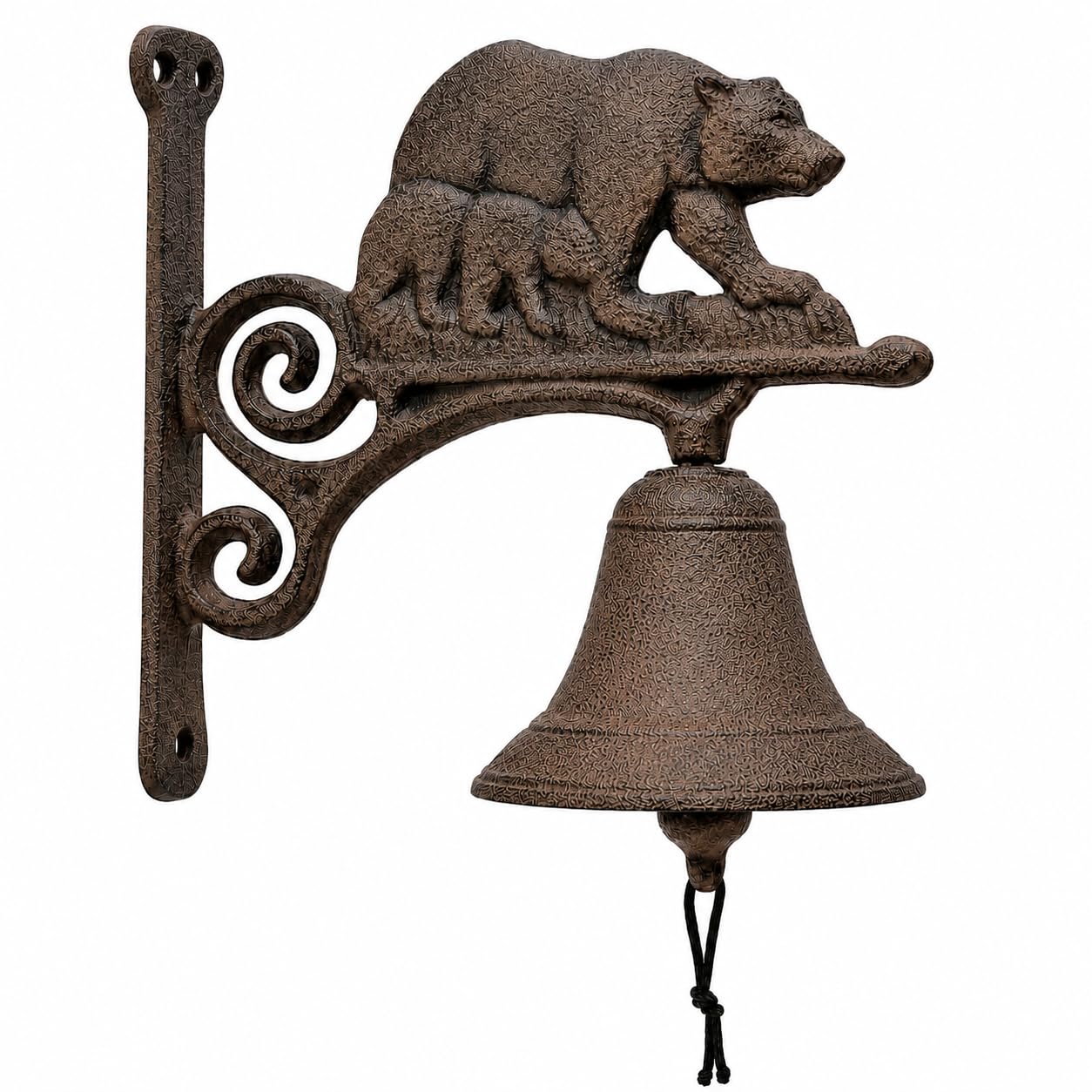 Comfy Hour 7.8" Heavy Duty Cast Iron Bear Dinner Bell, Loud Resonant Wall Mounted Outdoor Doorbell for Farmhouse, Garden & Cabin, Decorative Wildlife Metal Bell for Porch, Antique Black Finish