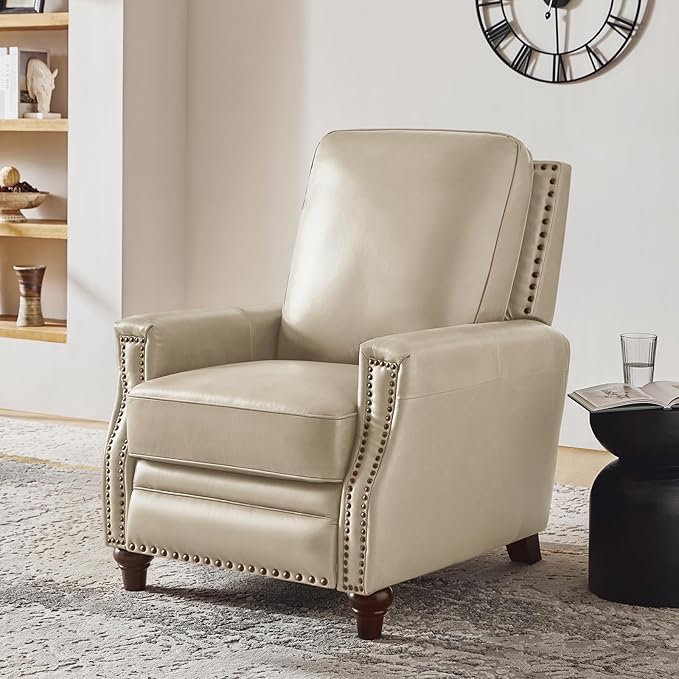 HULALA HOME Genuine Leather Manual Recliner Chairs Set of 2