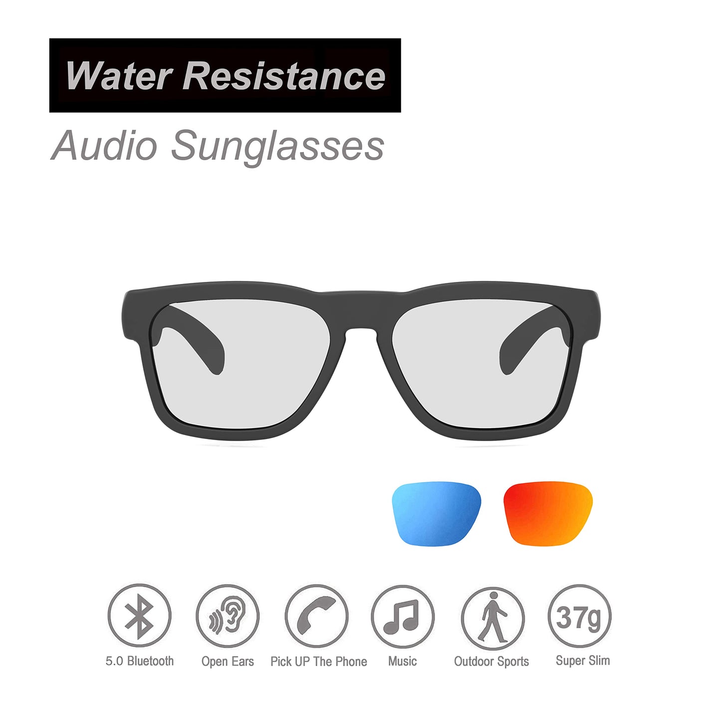 OhO Smart Glasses,Polarized Sunglasses with Bluetooth Speaker,Athletic/Outdoor UV Protection and Voice Control,Unisex(Mirror Blue Lens)