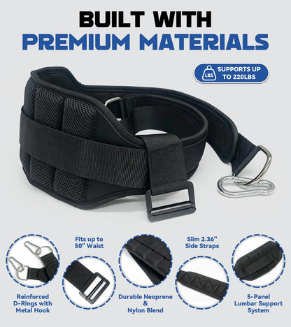Weight Lifting Belt for Belt Squats, Squat Machine and Rack Attachment, Padded Hip and Thigh Support Belt for Strength Training and Powerlifting