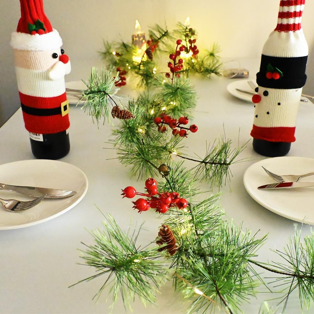 Christmas Garlands 6.56FT 30 LED Remote Garlands with Lights Battery Operated Pine Garland with Artificial Greenery Garland Christmas Decorations Timer & 8 Flash Modes