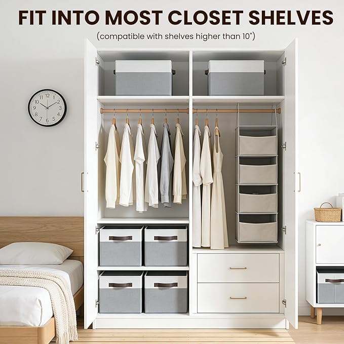 4 Pack Large Closet Storage Baskets Bins