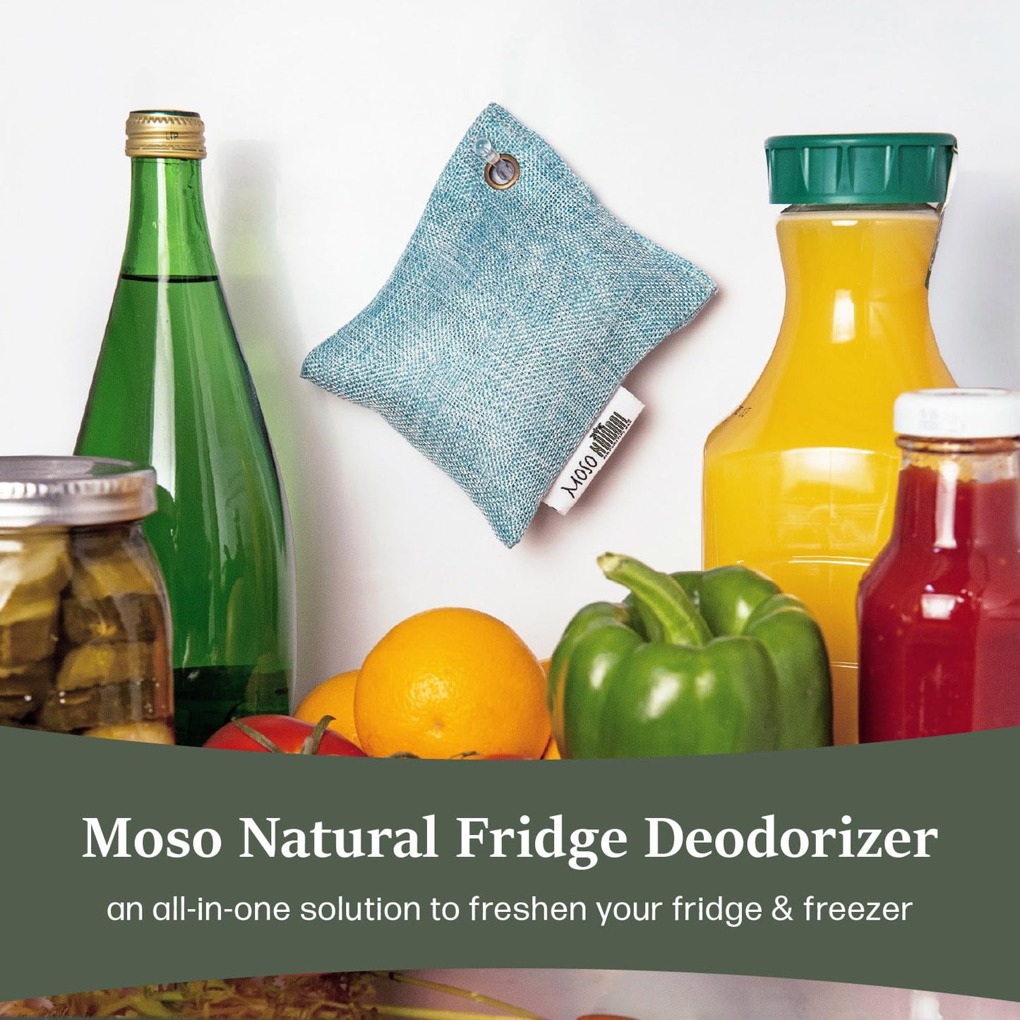 Moso Natural Bamboo Charcoal Fridge Deodorizer, Refrigerator & Freezer Odor Eliminator. Long-Lasting Air Purifying Bag, More Powerful than Baking Soda Fridge Odor Absorber