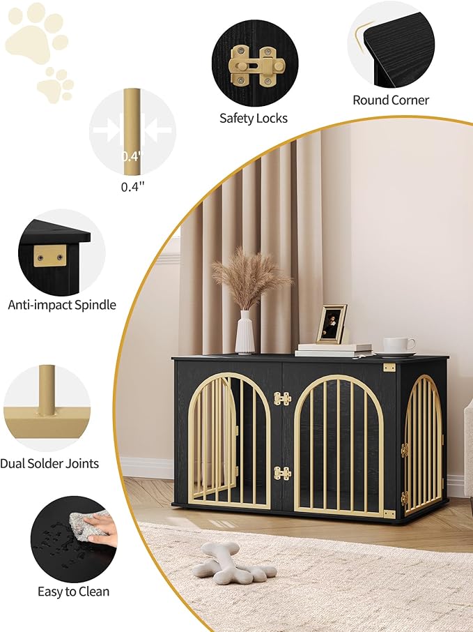 Hzuaneri 39.4" Wooden Dog Crate Furniture, Indoor Dog Kennel Dogs Cage