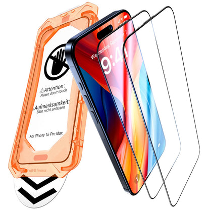 UniqueMe for iPhone 16 Pro Screen Protector - [Military Grade Shatterproof & 9H+ Hardness] Screen Protector 16 Pro Tempered Glass Full Coverage Protection, Easy Installation, 2 Packs