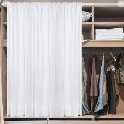 2 Pieces Adjustable Curtain Rod Extendable Spring Tension Rod with Self Adhesive Hook for Closet, Wardrobe, Bookshelf, Small Window, White (15.7 to 27.5 Inch)