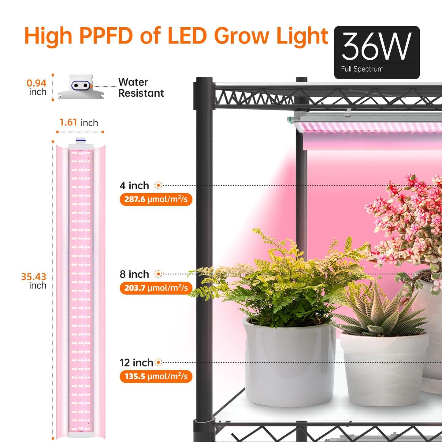 Bstrip Plant Stand with Grow Lights, 5 Tier Large 47.2x17.8x71IN Plant Shelf Indoor with 3FT T5 144w Grow Light, 3 Mode Full Spectrum LED Plant Light with Timer for Indoor Plants, Spring Seed Starting