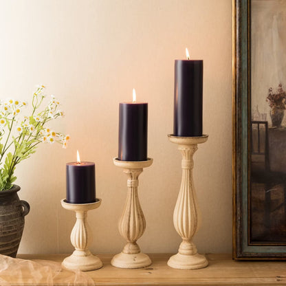 MOZEAL 3" x 8" Hand-Poured Unscented Large Candle,Smokeless Rustic Pillar Candle Set of 2,No Drip,Approx 150 Hours Burning,Wedding,Dinner,Christmas and Home Decorative,Tall Dark Purple Candle