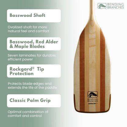 BENDING BRANCHES Arrow Wood Canoe Paddle for Rivers or Lakes, 56in