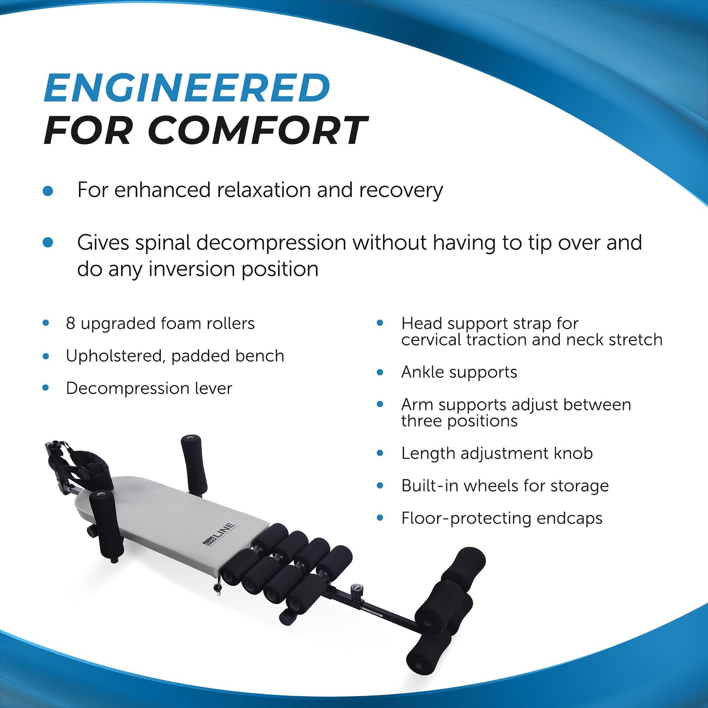 Stamina Inline Back Stretch Bench with Cervical Traction - Back and Neck Decompression - Inversion Table Alternative - Up to 250 lbs Weight Capacity