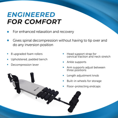 Stamina Inline Back Stretch Bench with Cervical Traction - Back and Neck Decompression - Inversion Table Alternative - Up to 250 lbs Weight Capacity