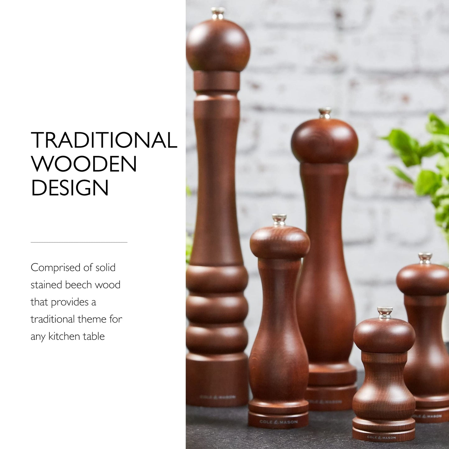Cole & Mason 12.5-inch Forest Capstan Pepper Mill - Adjustable Pepper Grinder - Refillable Spice Tools - Hand Wash Kitchen Tools - Beech Wood, 12.5"