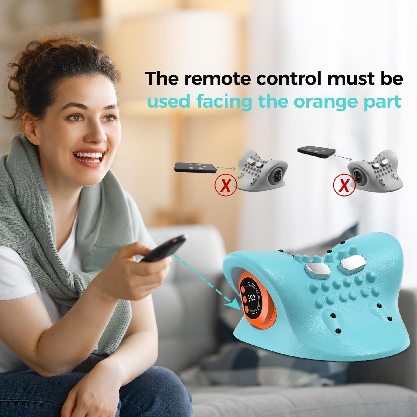 Smedz 2025 Rechargeable Portable Neck Massager Pillow3-in-1 Shiatsu Neck & Back Massager with Remote Control - Heat/Vibration/Deep Tissue Modes, Portable for Car/Office/Home, USB-C Rechargeable