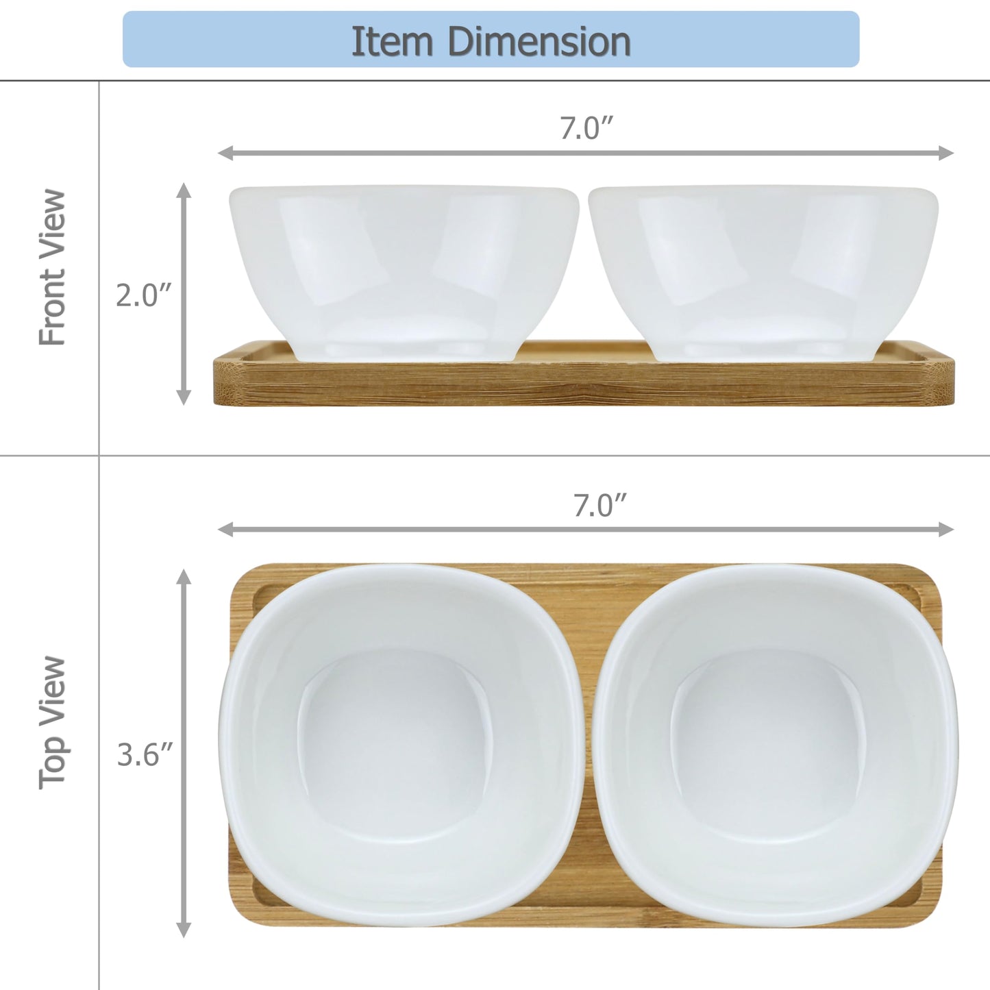 EIKS Ceramic Dip Bowls Side Dishes with Wooden Tray for Serving Appetizer Nuts Candy Snack Sauce Sauce Seasoning