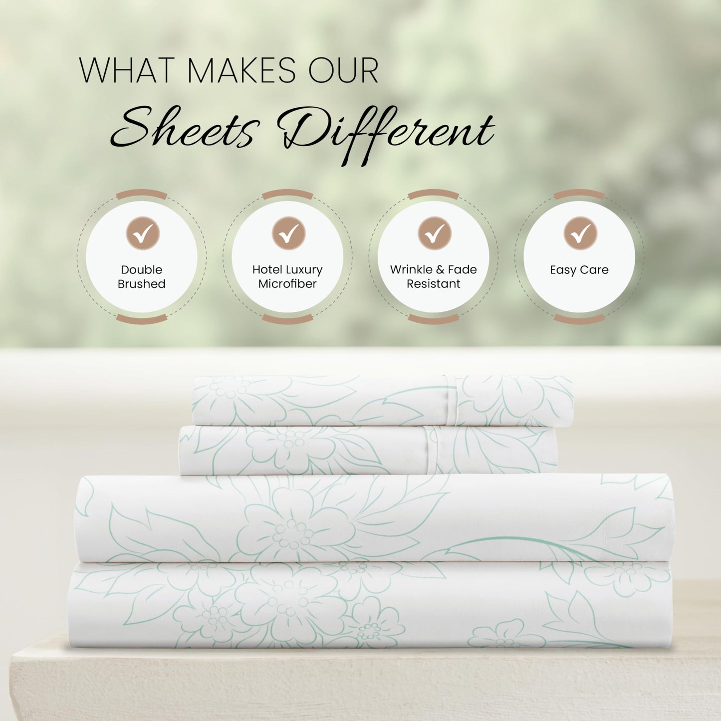 Simply Soft 4 Piece Sheet Set Vines Patterned, Full, Aqua (SS-4PC-VINE-FULL-AQ)