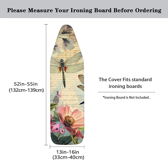 Dragonfly Ironing Board Cover and Pad 15x54 Inch, Iron Board Cover