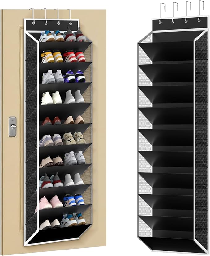 KEEPJOY 10 Tiers Mesh Over Door Shoe Organizer Storage, Hanging Shoe Holder