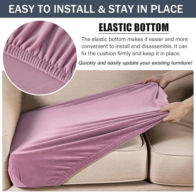 Stretch Cushion Cover, Soft Velvet Plush Cushion Slipcovers Loveseat Sofa