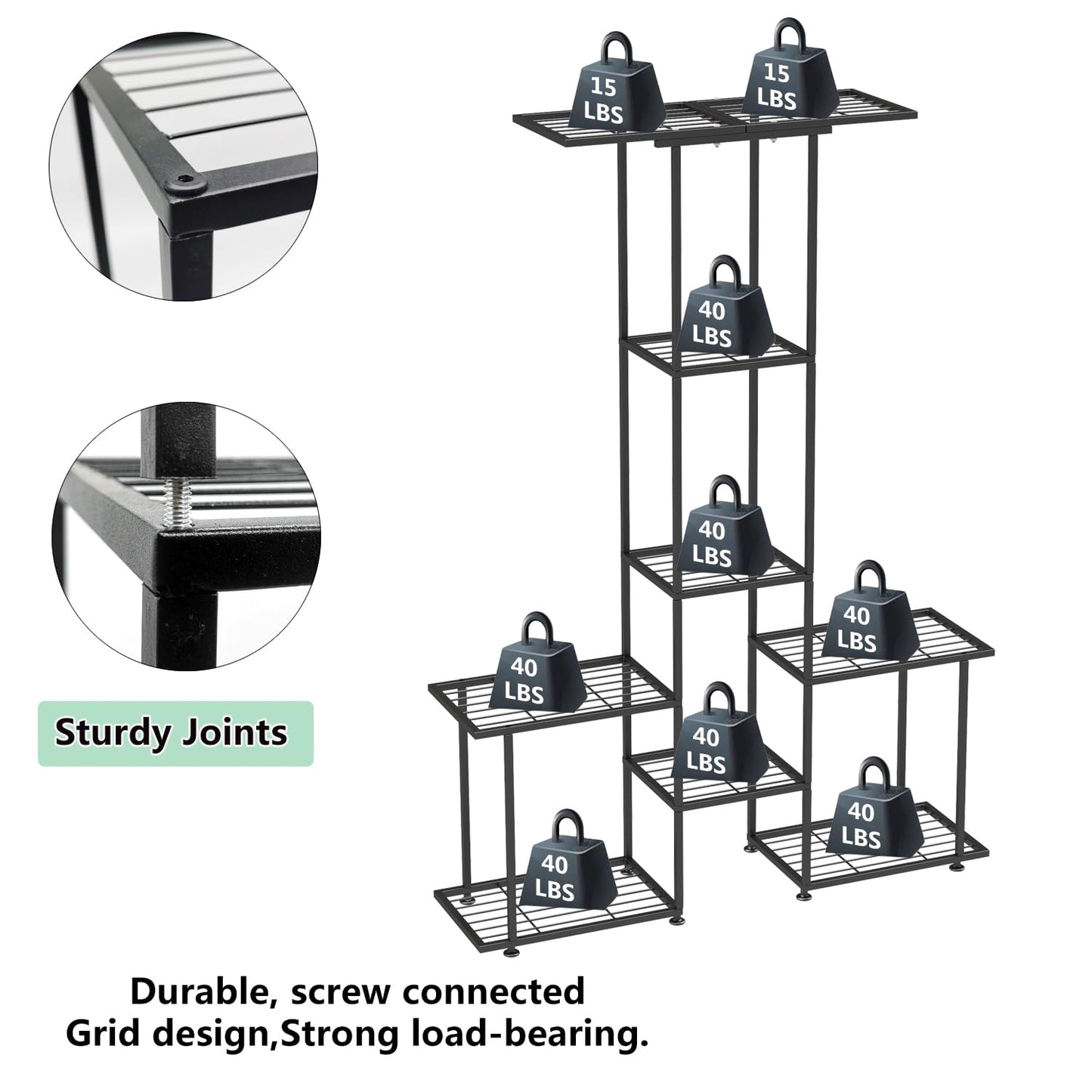 YUJCHMTZN Plant Stand Indoor Outdoor, Metal 6 Tier Tall Hanging Plant Shelf for Multiple Flower Planter Large Heavy Duty Ladder Plant Holder for Garden, Black (y-201)