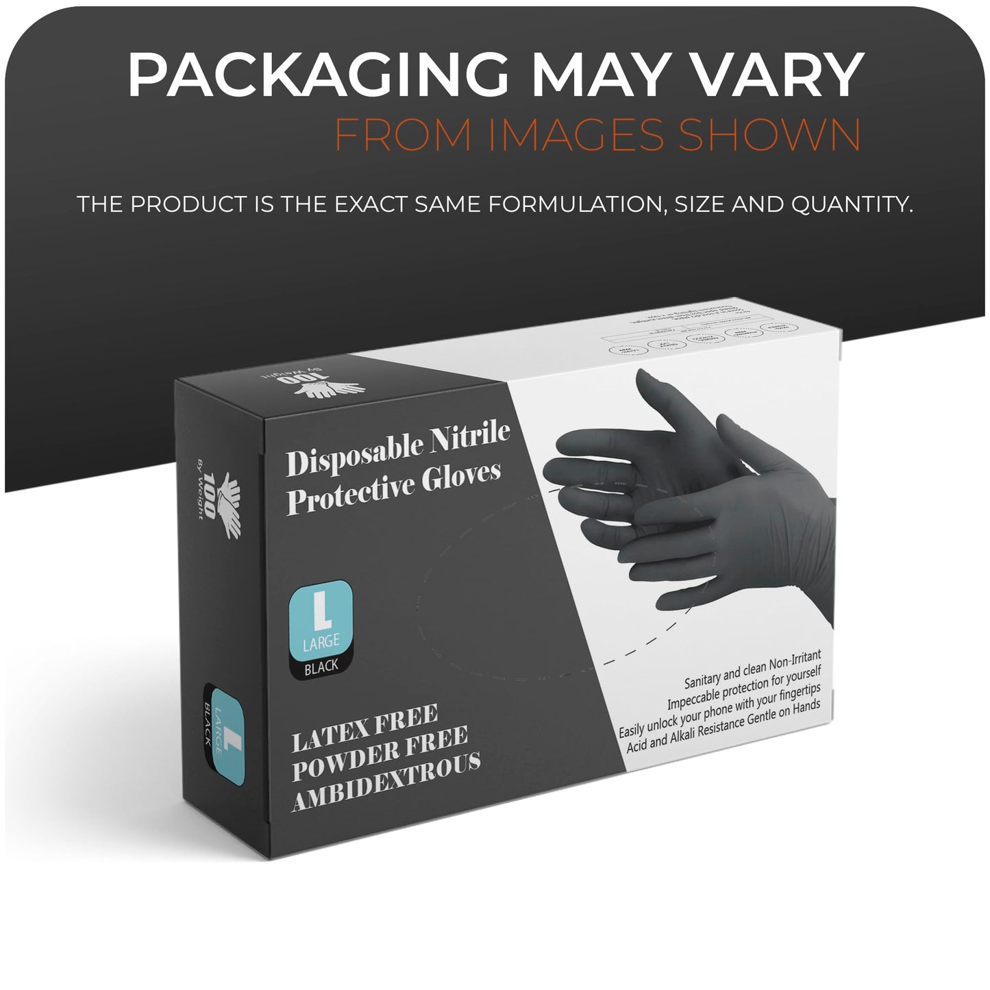 Black Nitrile Disposable Gloves - Latex-Free, Powder-Free, Pack of 1000, Strong and Puncture-Resistant, Medical, Food Handling, Tatoo Barber Shop Gloves (Large)
