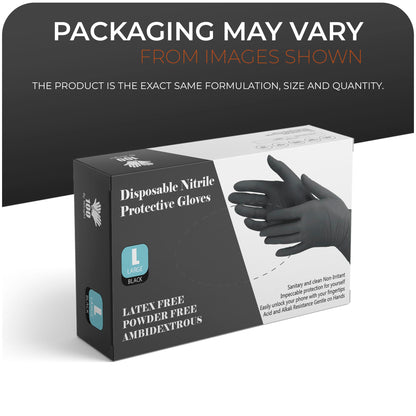 Black Nitrile Disposable Gloves - Latex-Free, Powder-Free, Pack of 1000, Strong and Puncture-Resistant, Medical, Food Handling, Tatoo Barber Shop Gloves (Large)