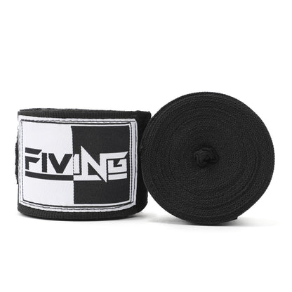 FIVING Boxing Hand Wraps Inner Gloves for Men Women, 180 Inch Elasticated Thumb Loop Bandages, Wrist Wrap Protection Muay Thai MMA Kickboxing Martial Arts Punching Bag Training (Black)