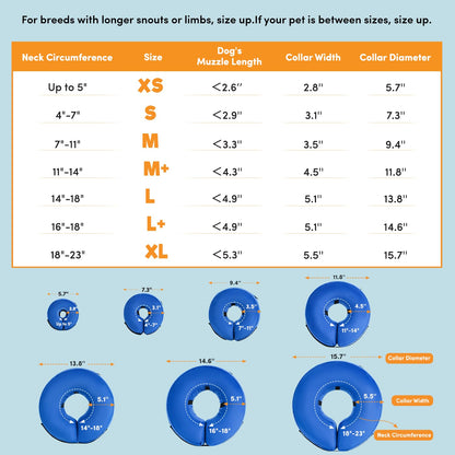 BENCMATE Protective Inflatable Collar for Dogs and Cats - Soft Pet Dog Cone Recovery Collar Does Not Block Vision E-Collar(Medium, Blue)