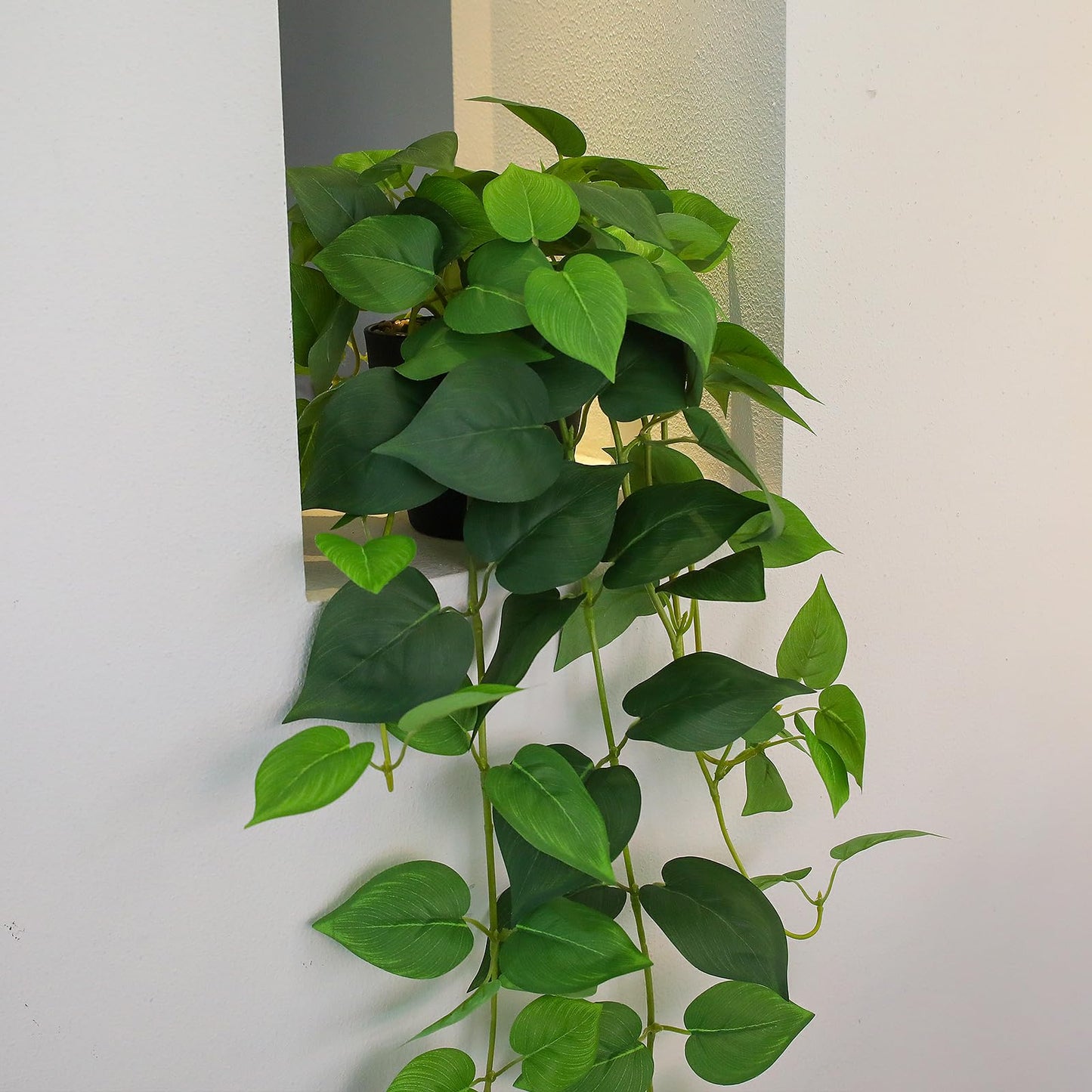 HIFORESTAR Fake Pothos Hanging Plants, 33" Potted Artificial Hanging Plant, Faux Pothos Silk Vines Hanging Plant Greenery for Home Living Room Indoor Decor