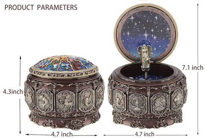 DELIWAY Vintage Music Box Constellation Style Plays Always with Me Tune, Goddess Rotating Musical Box Sankyo 18-Note Wind Up Hand-Painted Collectible Zodiac Gift for Christmas Birthday