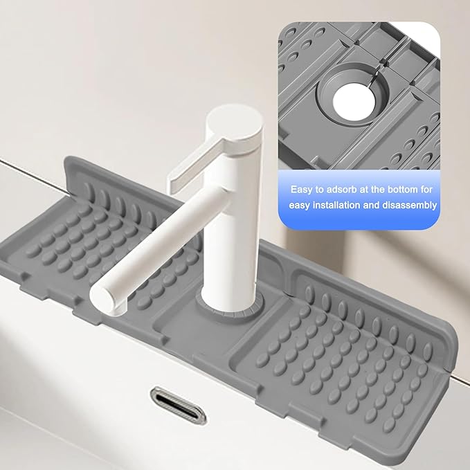 Faucet Mat for Kitchen Sink, Kitchen Sink Splash Guard, Outlet & Slope Upgraded