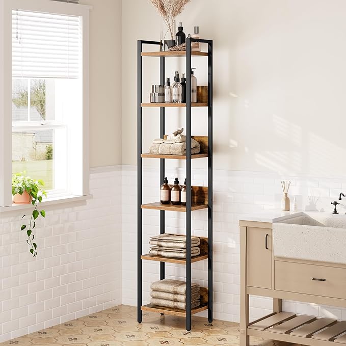 MAHANCRIS Bookshelf, 6-Tier Bookcase, Standing Book Shelf