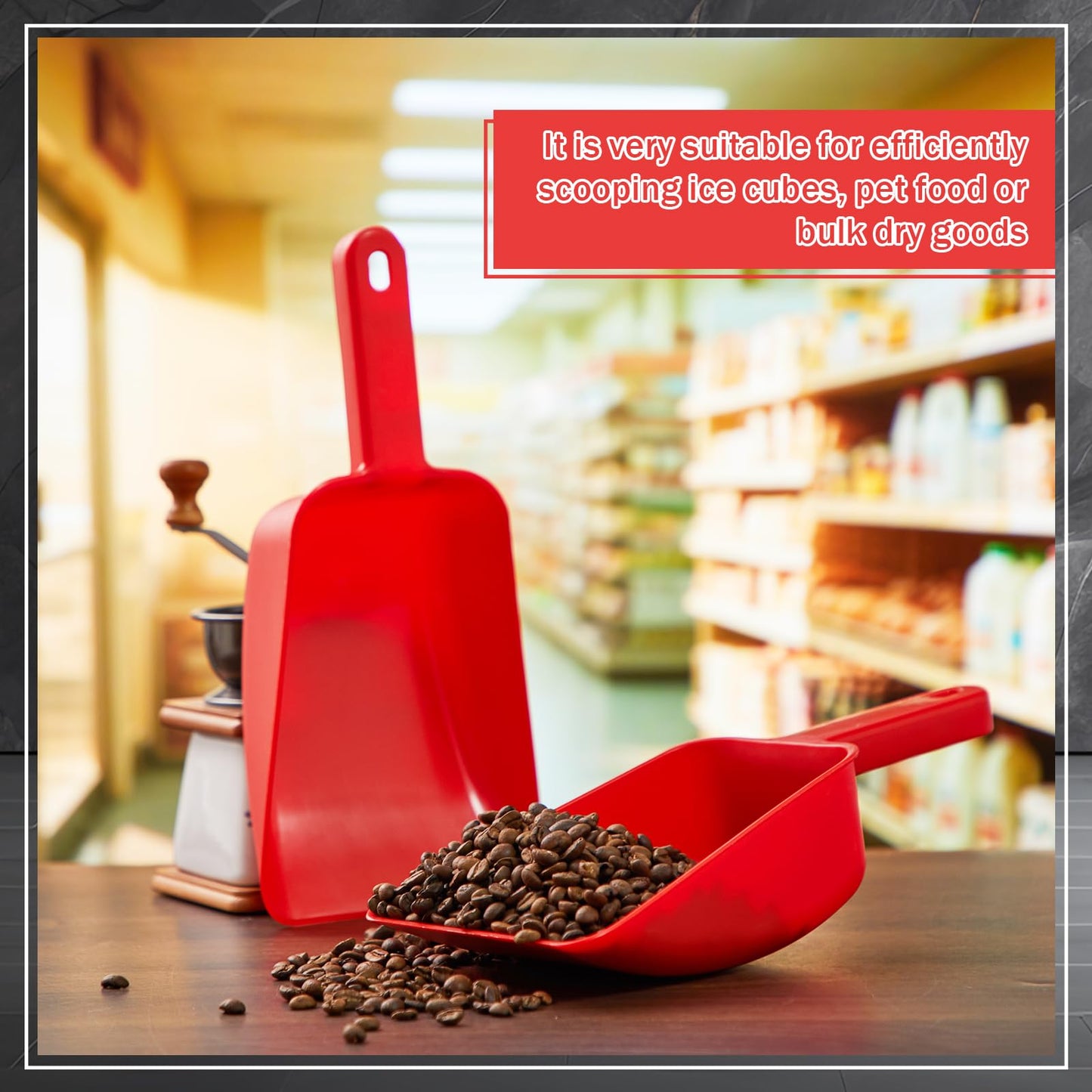 Relaxweex 4 Pack 32 oz Plastic Ice Scoop, Heavy Duty Utility Plastic Hand Scoop for Ice Machine, Flour, Coffee Beans, Pet Dog Food, Large Kitchen Shovel Tool for Restaurant, Bar, Pantry Storage