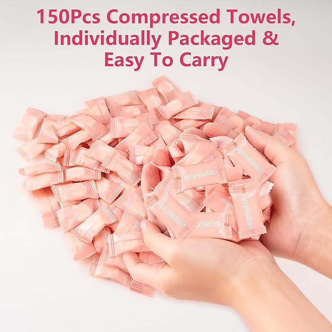 150Pcs Compressed Towel Tablets, Portable Mini Compressed Towels, Disposable