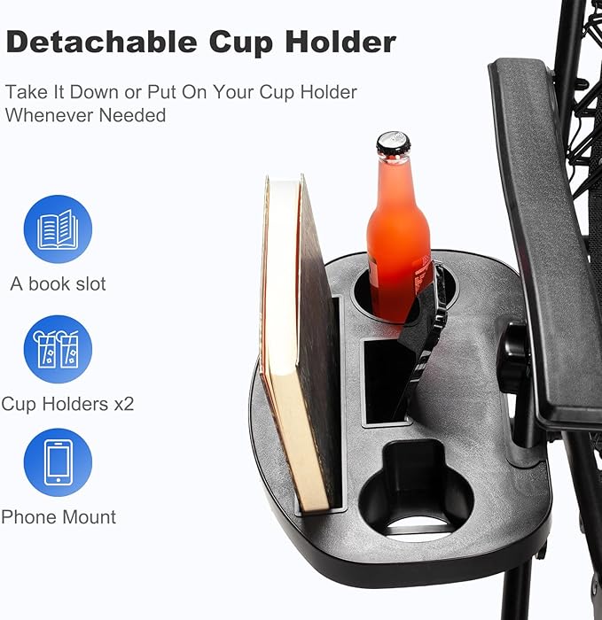 Nazhura Set of 2 Relaxing Recliners Patio Chairs Adjustable Steel Mesh Zero Gravity Lounge Chair Beach Chairs with Pillow and Cup Holder (Sky Blue)